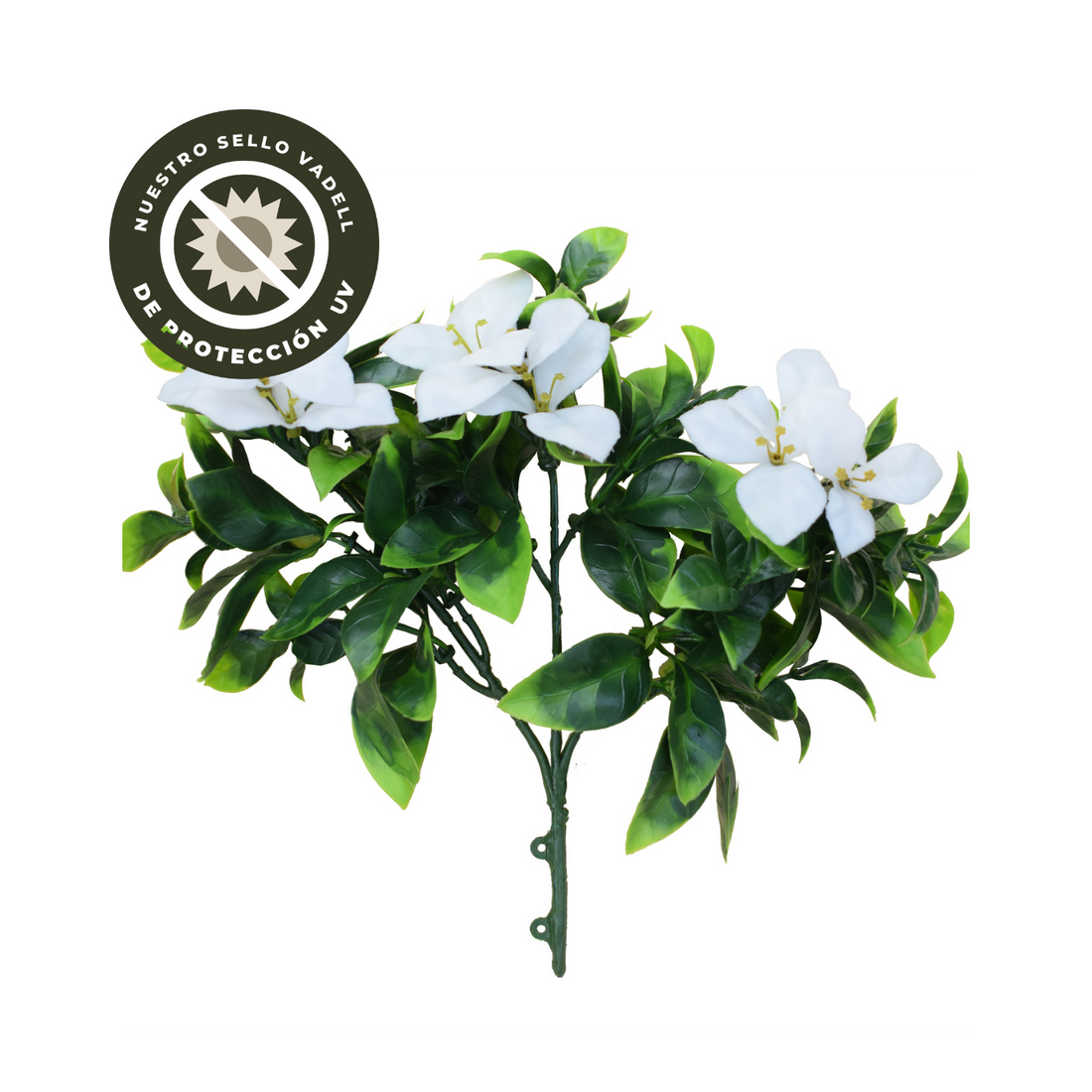Gardenia blanca, rama decorativa artificial de 30 cm con protección UV