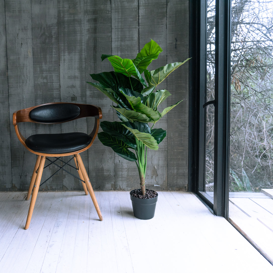 Taro verde artificial de 90 cm, 12 hojas