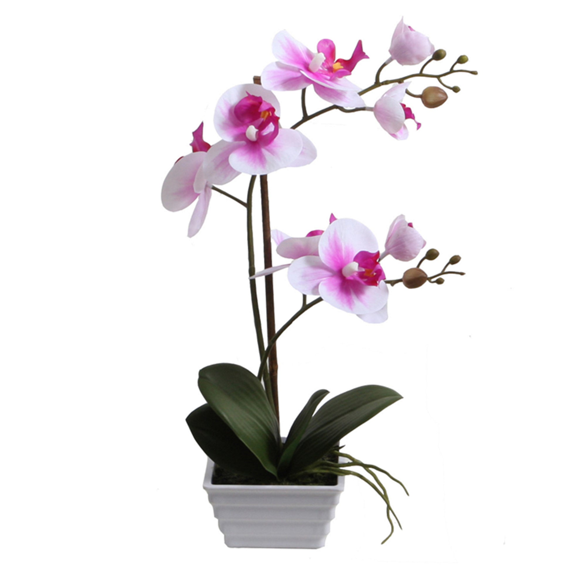 Orquídea artificial rosada de 44 cm en macetero