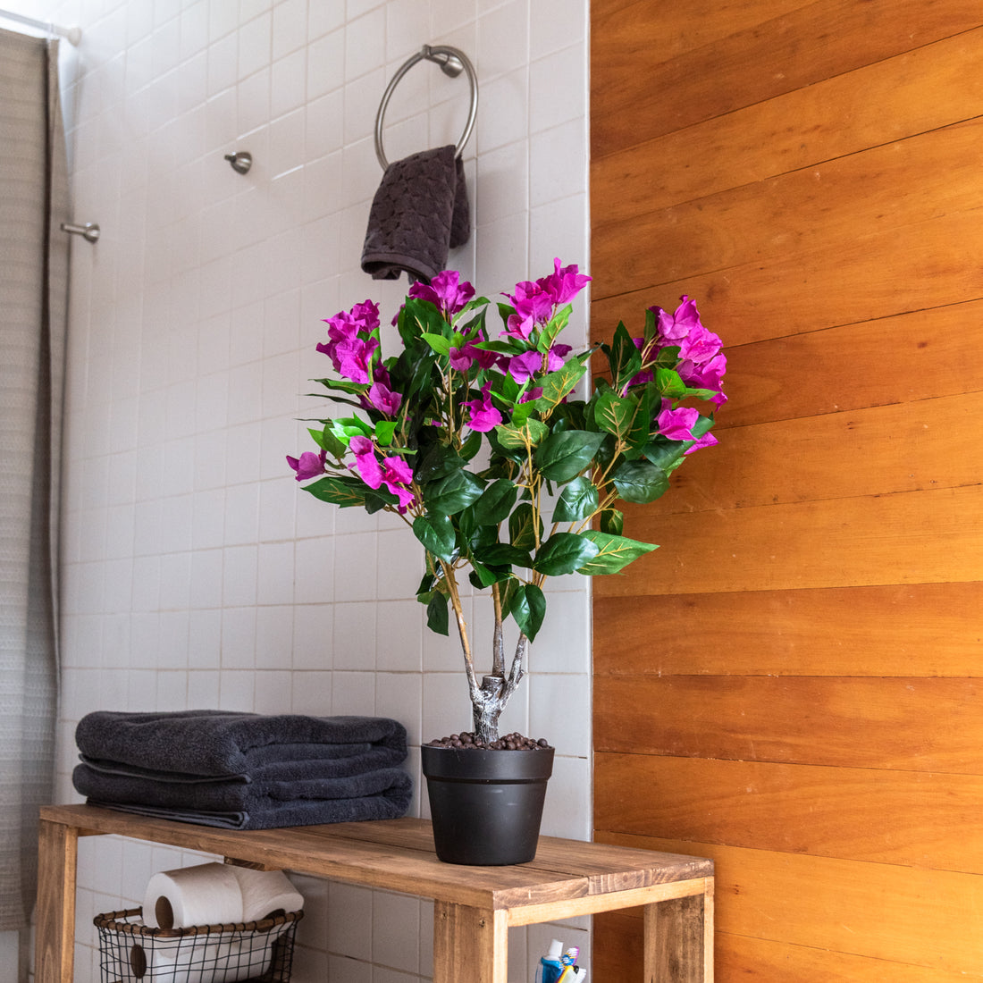 Arbusto Artificial de Bugambilia fucsia de 70 cm