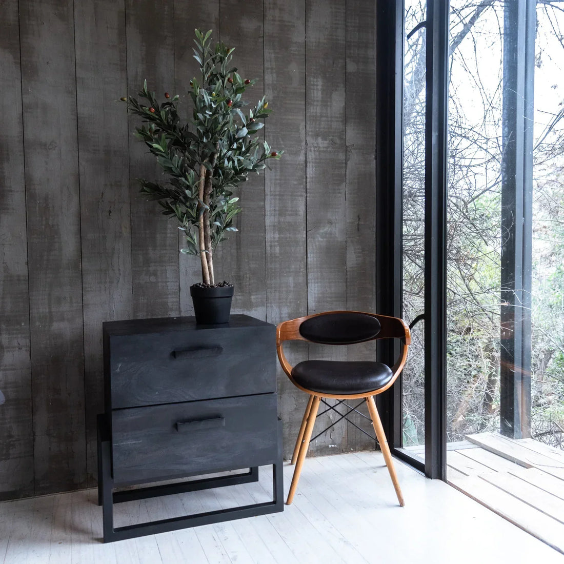 Árbol Artificial de Olivo de 90 cm , con tronco de madera.