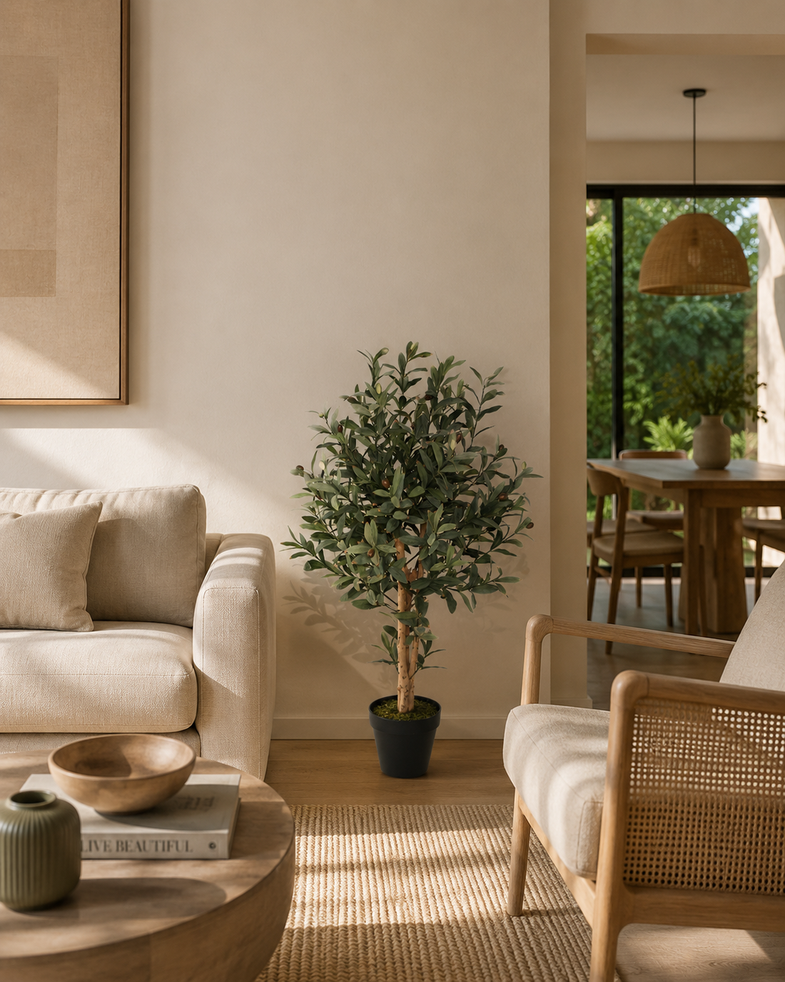 Árbol Artificial de Olivo de 90 cm , con tronco de madera.