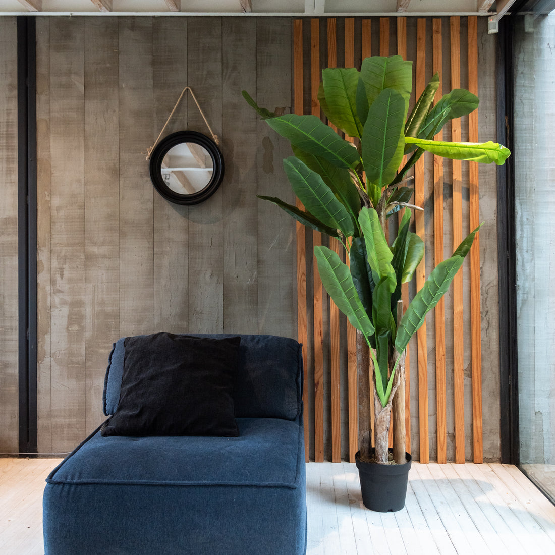 Banano Artificial de 190 cm, 4 troncos y 28 hojas.