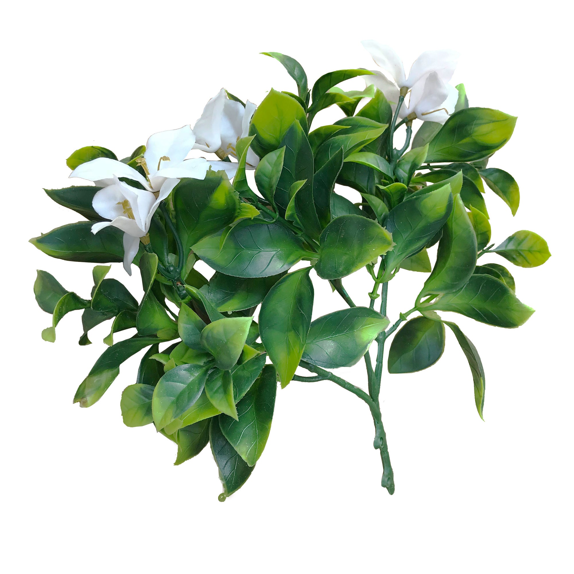 Gardenia blanca, rama decorativa artificial de 30 cm con protección UV