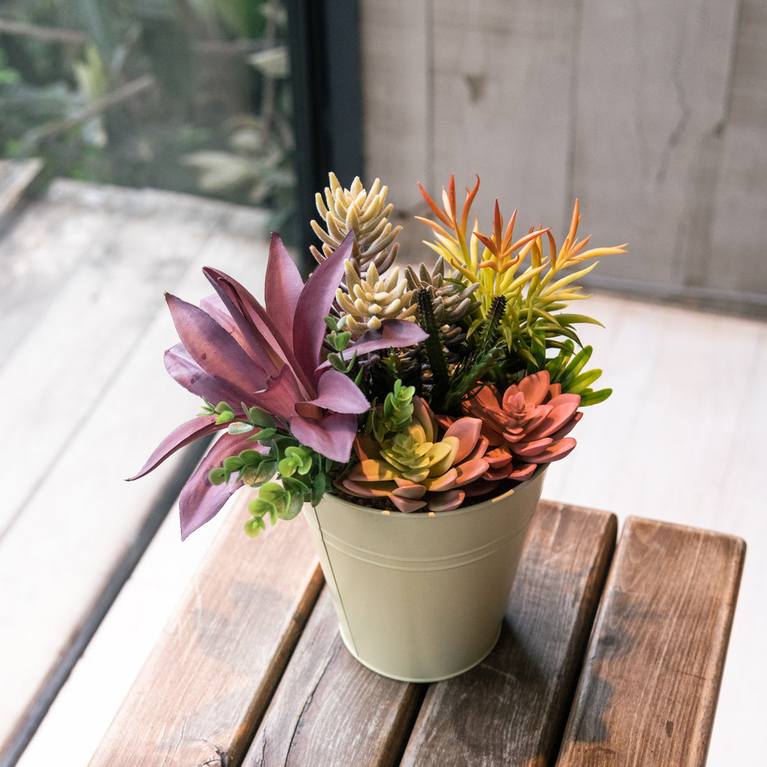 Suculentas artificiales 32,5 cm con macetero