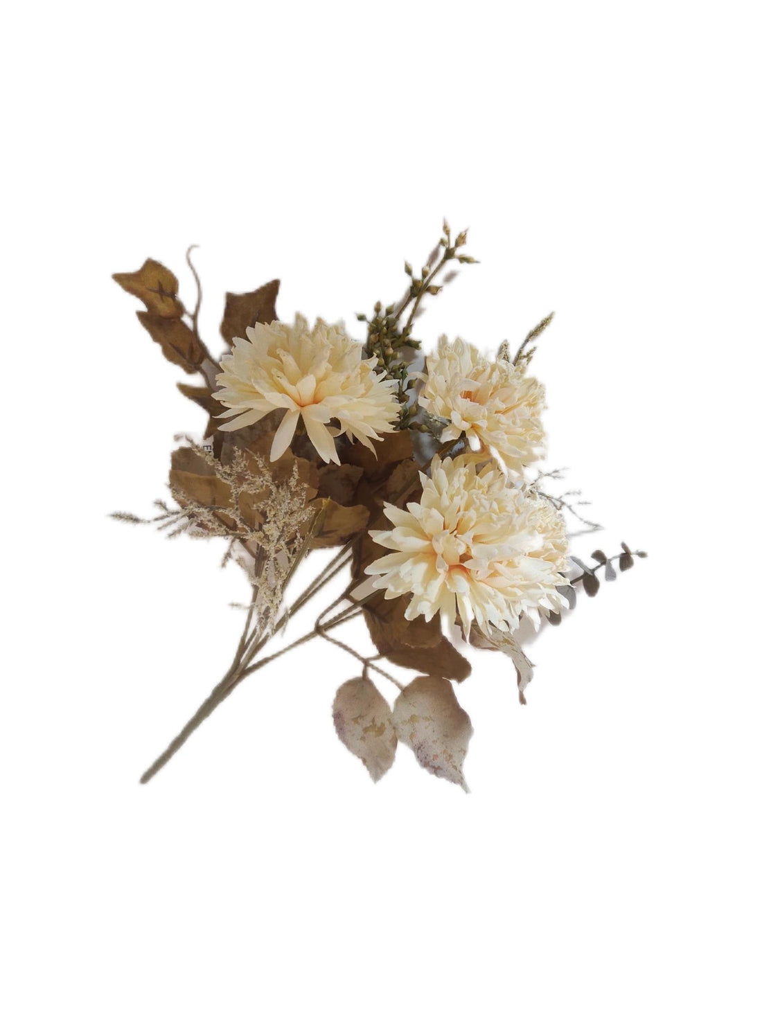 Ramo de crisantemos envejecidos color crema artificiales de 30 cm