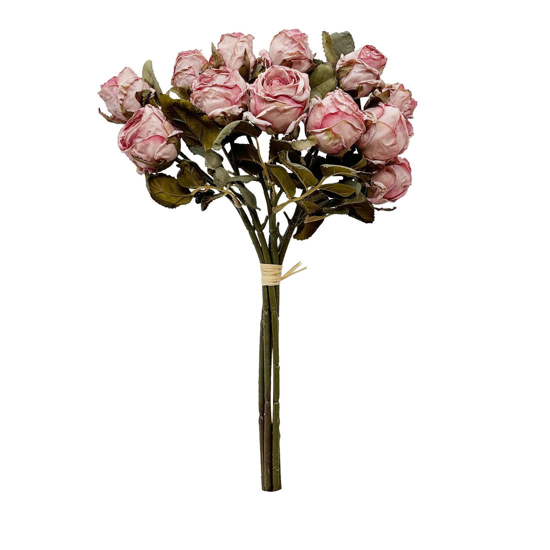 Ramo de rosas envejecidas color rosado artificiales de 33 cm