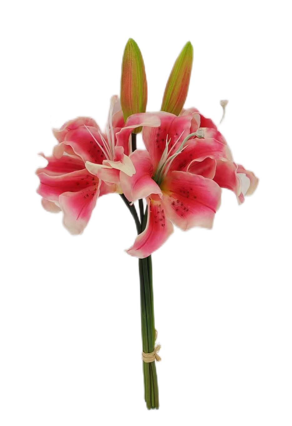 Ramo de Lilyum rosados artificiales de 43 cm