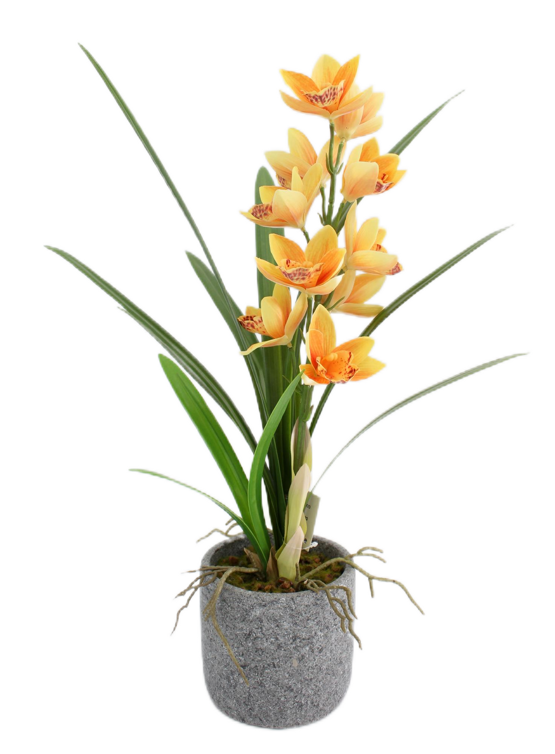 Planta Orquídeas salvajes naranjas artificial es de 56 cm en macetero