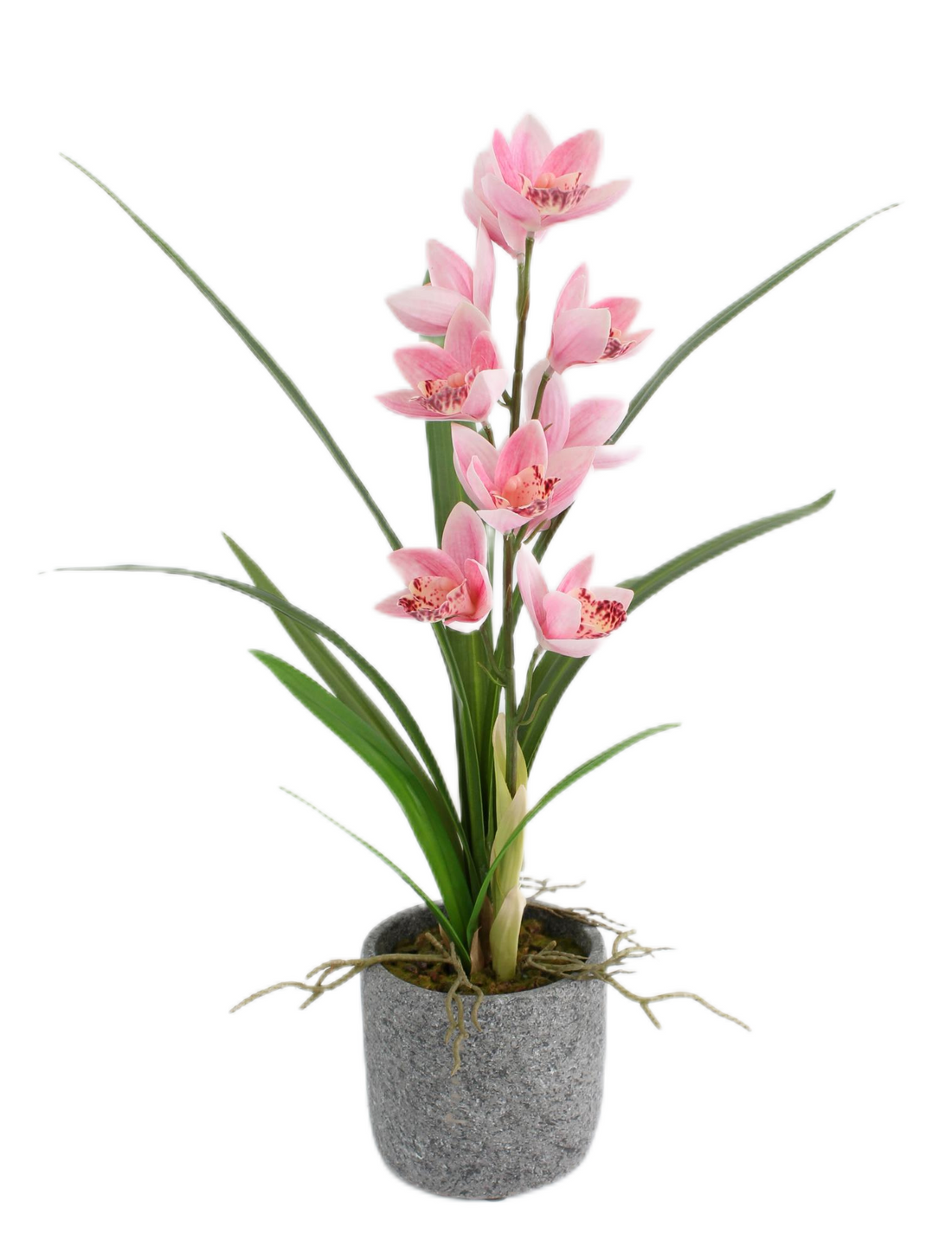 Planta de Orquídeas salvajes rosadas artificial es de 56 cm en macetero