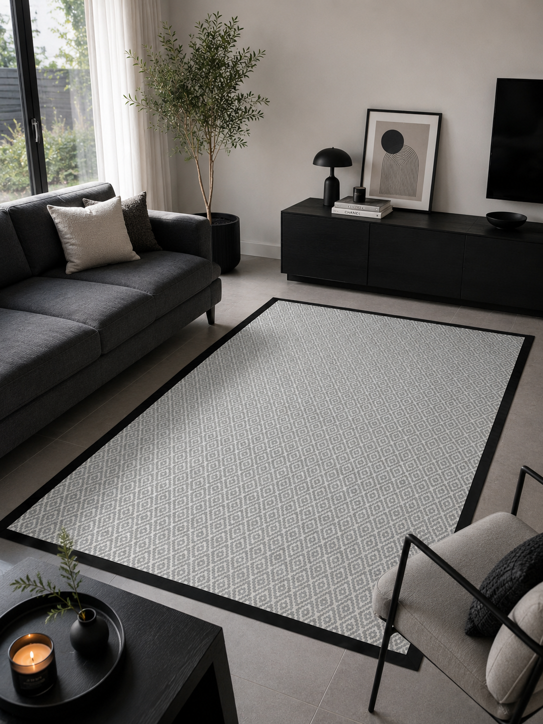 Alfombra Vinilica Trento borde negro