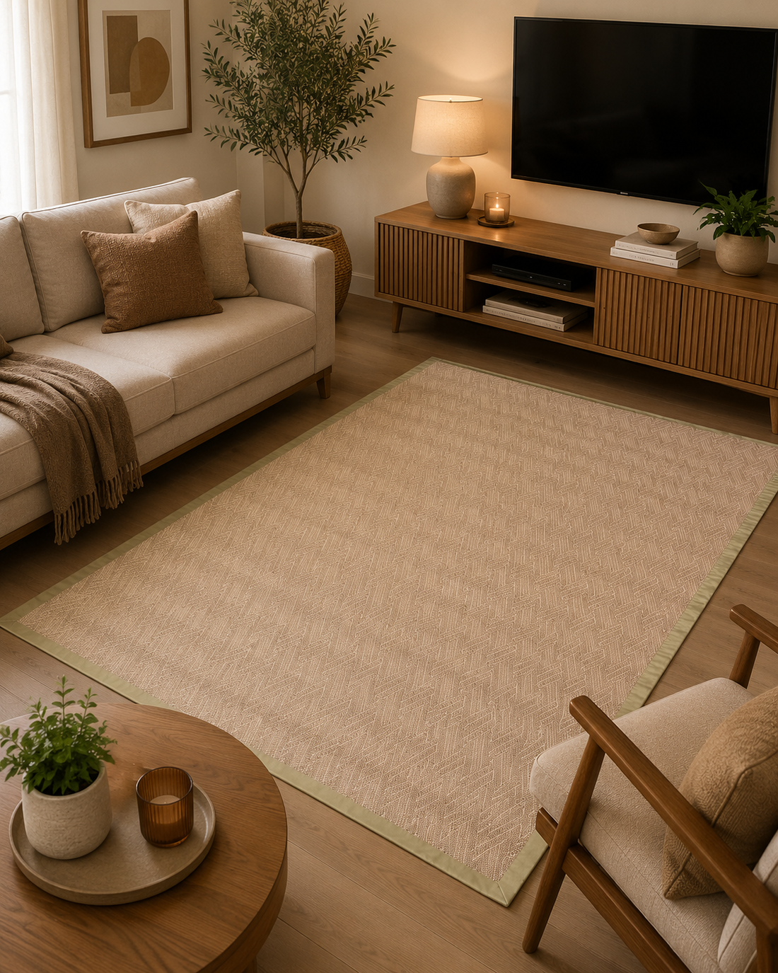 Alfombra Vinilica Siena Borde Beige