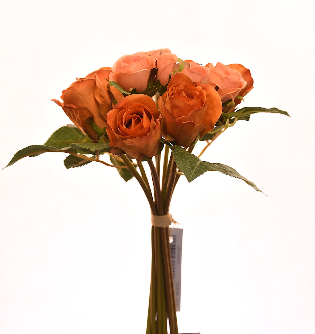 Ramo de 12 rosas naranjo artificiales de 27 cm