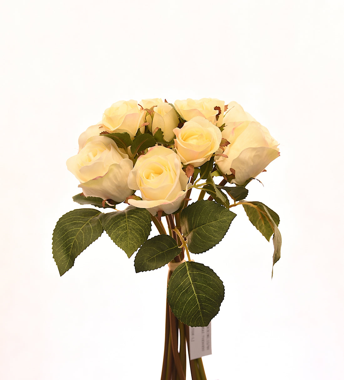 Ramo de 12 rosas blancas artificiales de 27 cm