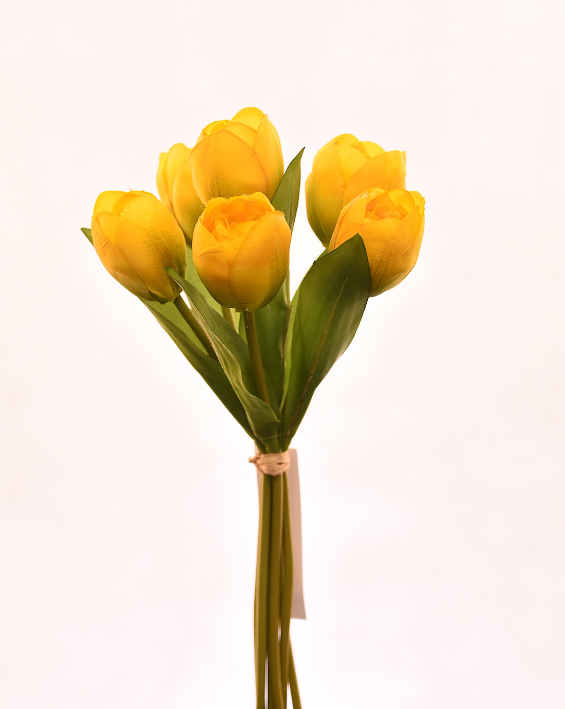 Ramo de 6 tulipanes amarillos artificiales de 30 cm