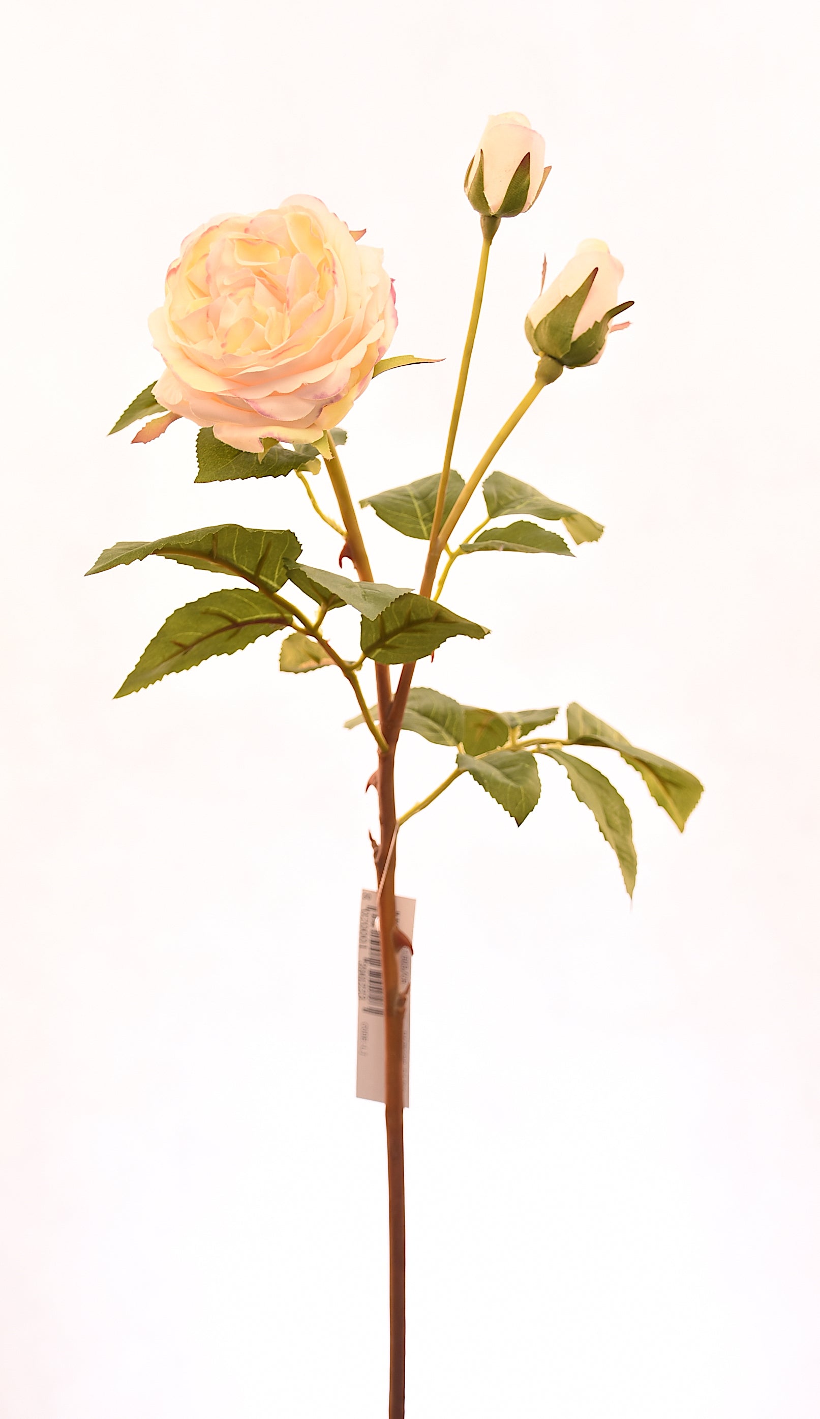 Flor de rosa artificial color crema de 59 cm