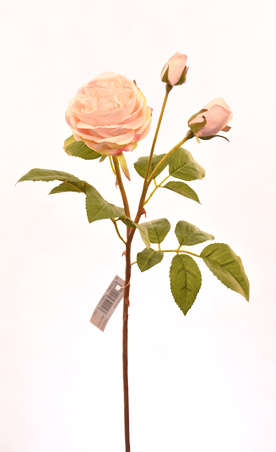 Flor de rosa artificial color rosado claro de 59 cm