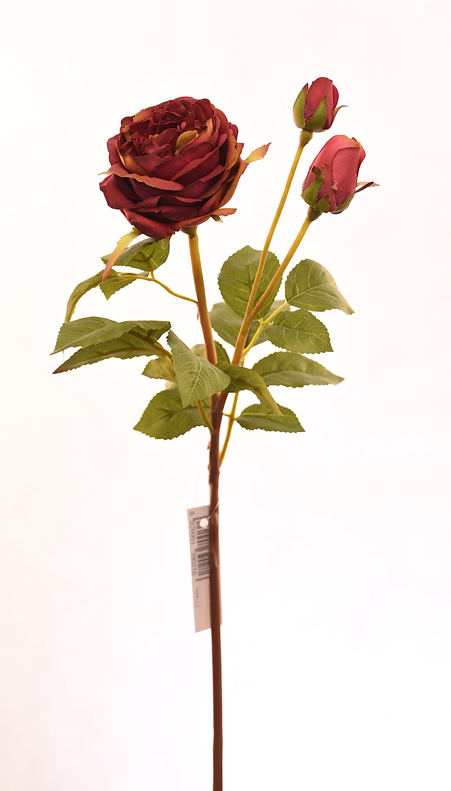 Flor de rosa artificial color vino de 59 cm