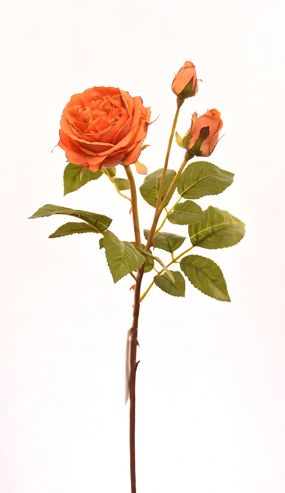 Flor de rosa artificial color naranjo de 59 cm