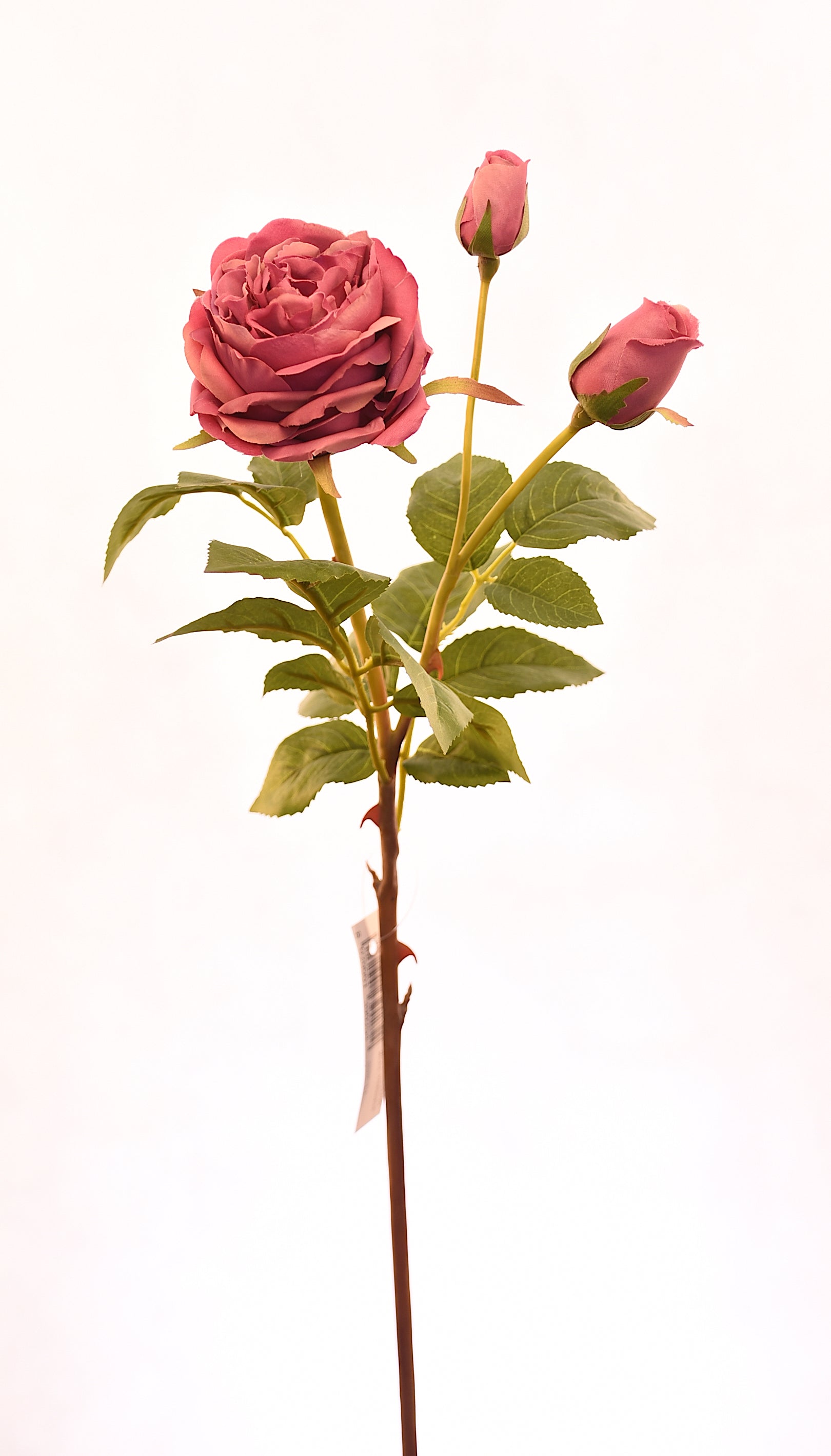 Flor de rosa artificial color rosado oscuro de 59 cm