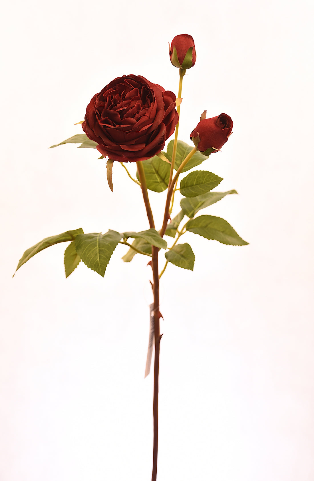 Flor de rosa artificial color rojo de 59 cm