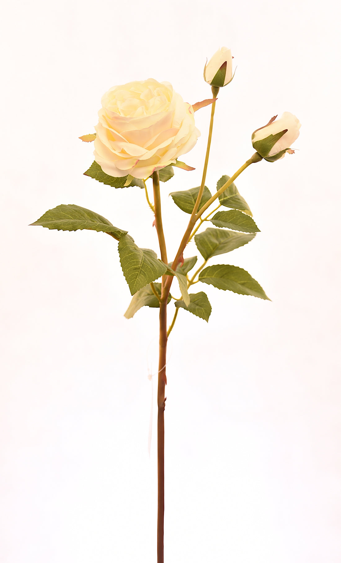 Flor de rosa artificial color blanco de 59 cm