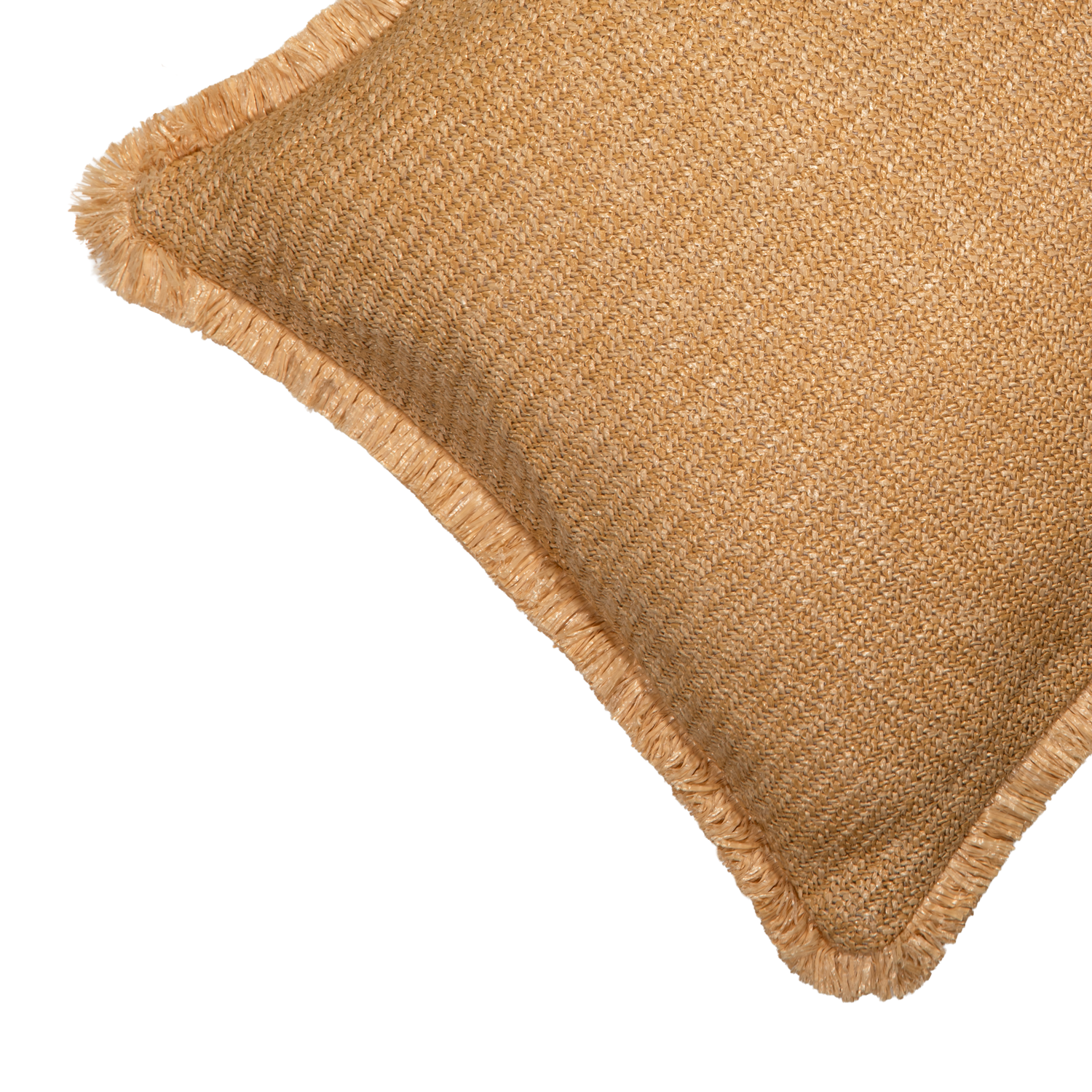 Cojín de rafia beige con flecos de 45 x 45 cm