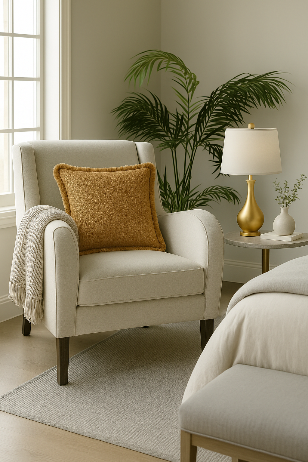 Cojín de rafia beige con tejido de líneas rectas de 45 x 45 cm