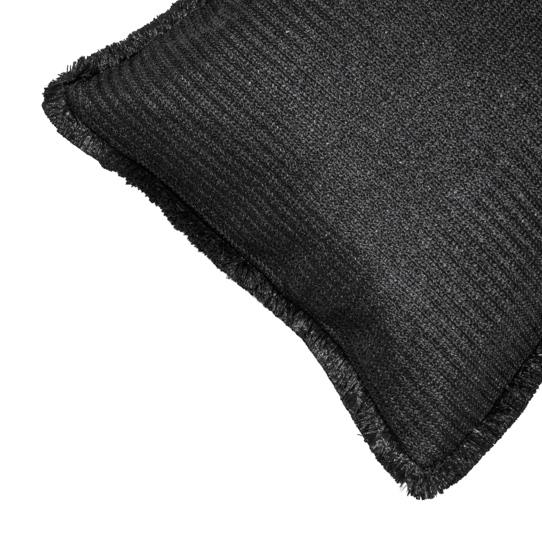 Cojín de rafia negro con flecos de 45 x 45 cm