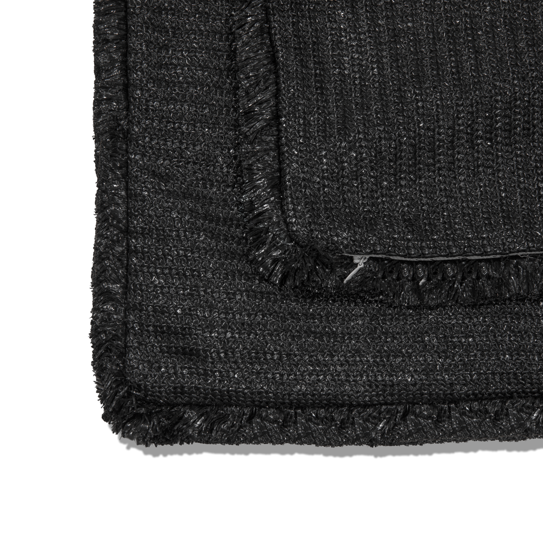 Funda de cojín de rafia negro con flecos de 45 x 45 cm