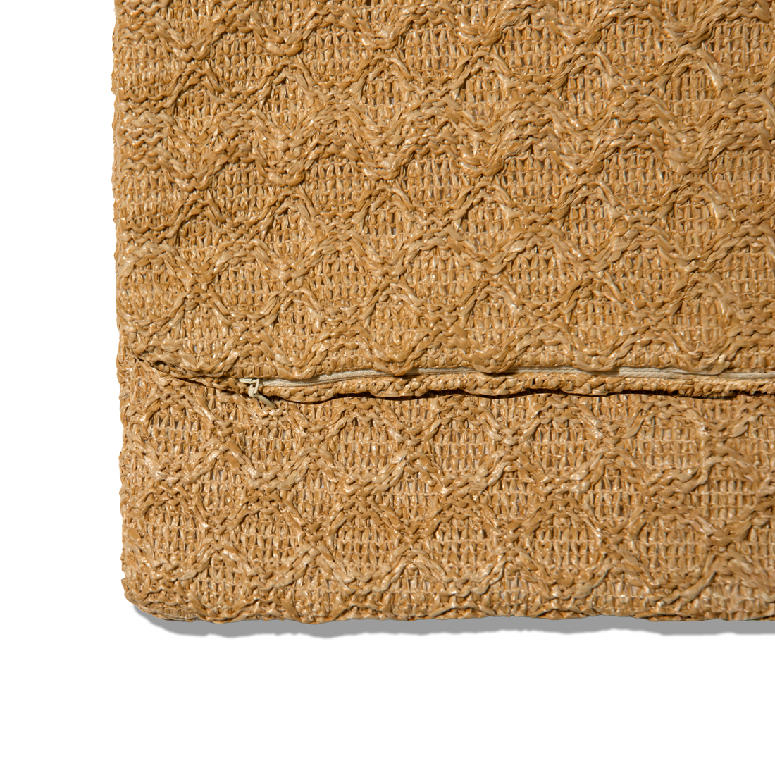 Funda de cojín de rafia beige con tejido de circulos de 45 x 45 cm