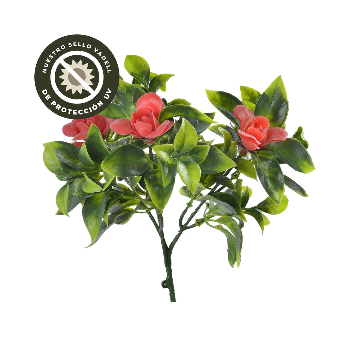 Gardenia roja, rama decorativa artificial de 30 cm con protección UV