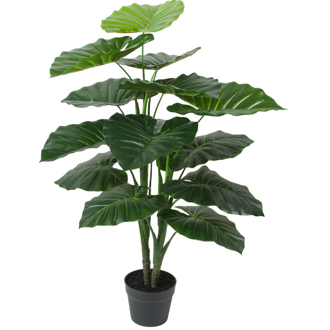 Taro verde artificial de 90 cm, 12 hojas