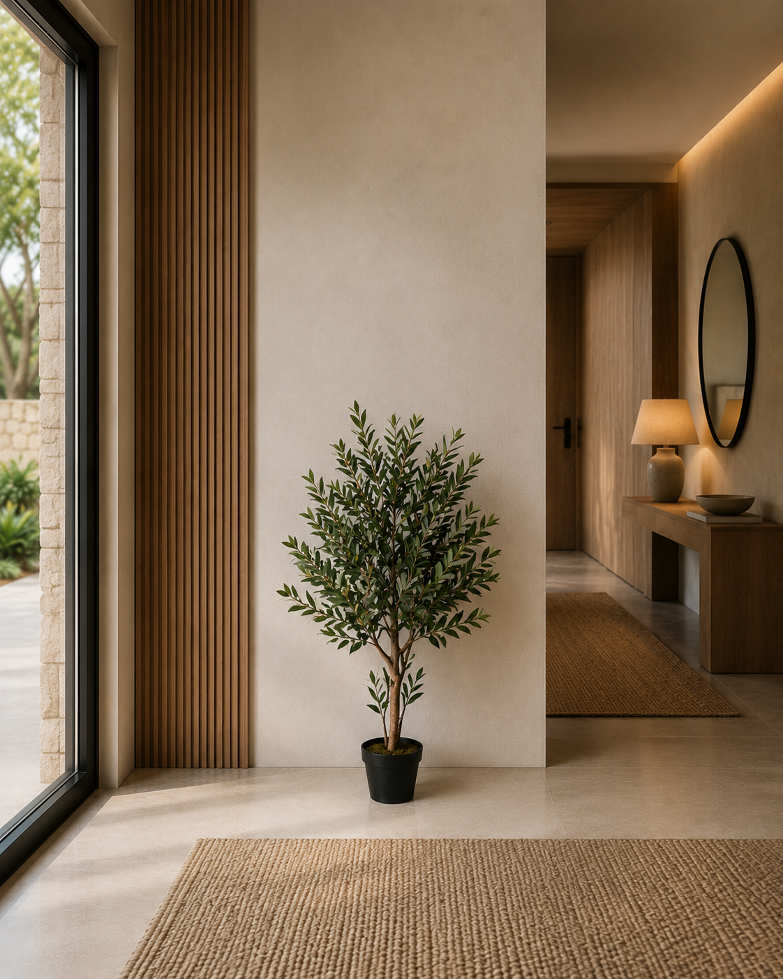 Árbol Artificial de Olivo de 90 cm , con tronco de madera.