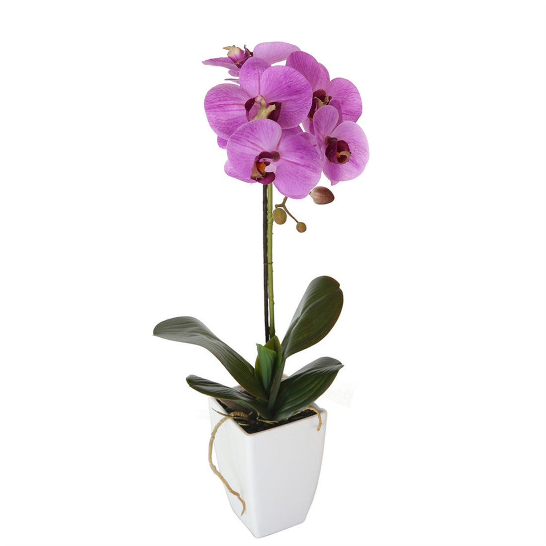 Orquídea artificial morada de 52 cm en macetero