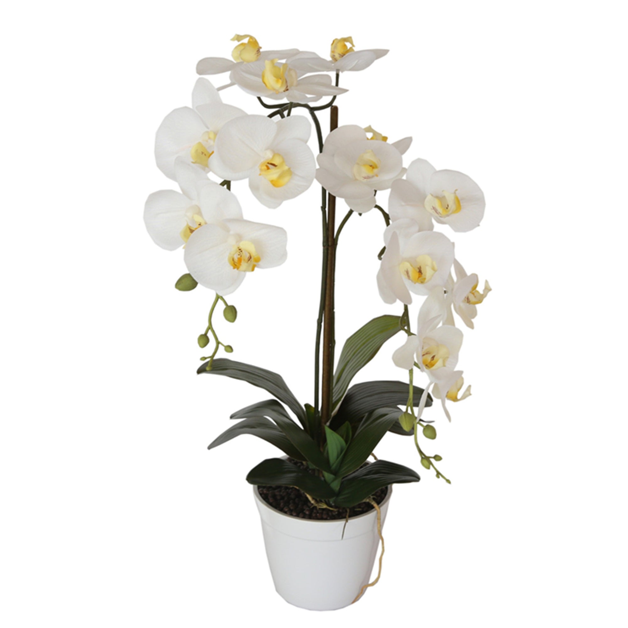 Orquídea artificial blanca de 65 cm en macetero