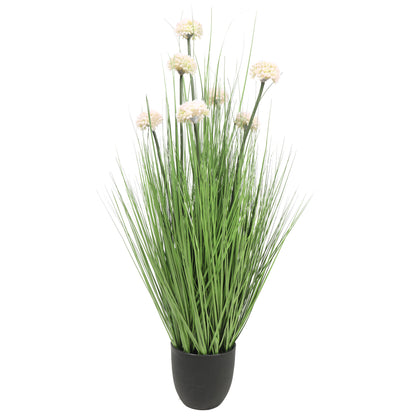 Grass con flores rosaseas artificial de 90 cm