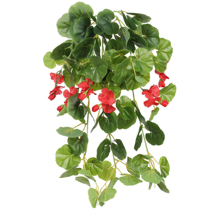 Enredadera artificial colgante con flores rojas, 86 hojas, 6 flores de 60 cm