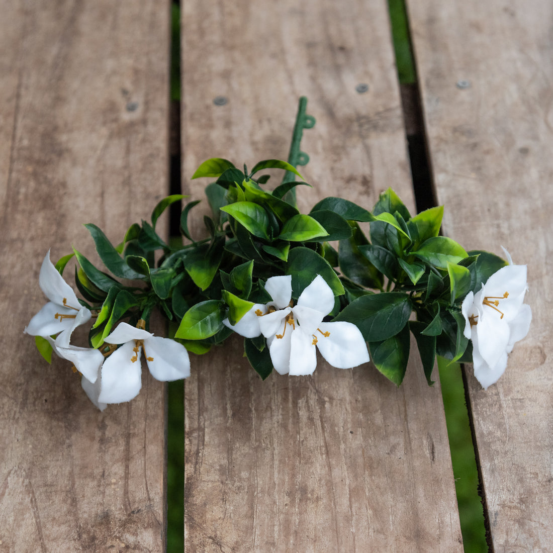 Gardenia blanca, rama decorativa artificial de 30 cm con protección UV