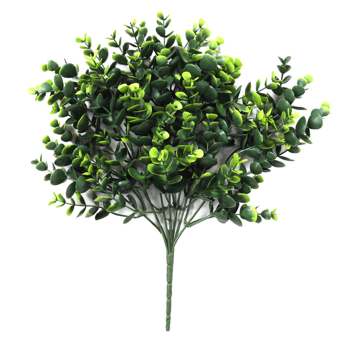 Hierba artifiical hoja redondeada verde, rama decorativa de  33 cm con protección UV