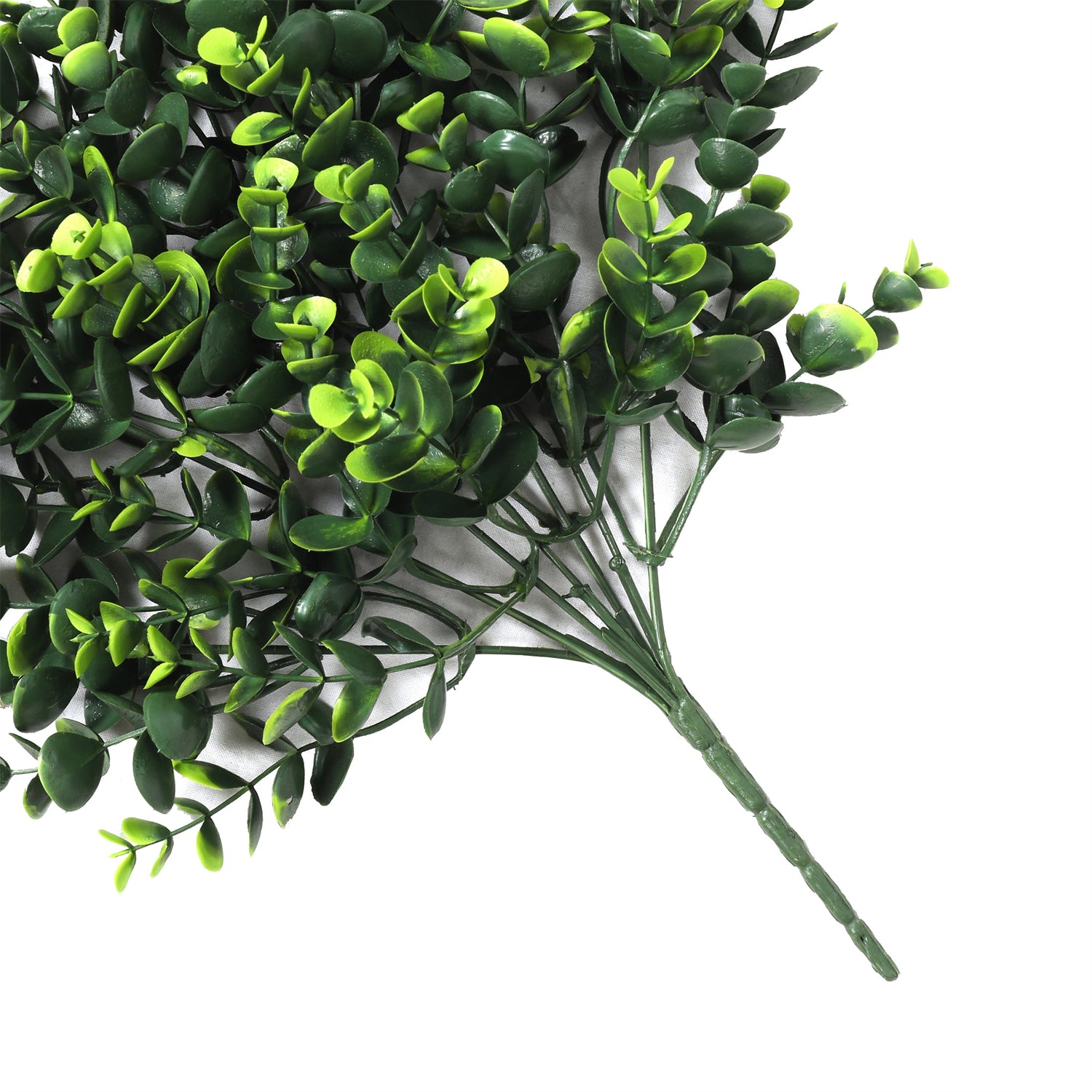 Hierba artifiical hoja redondeada verde, rama decorativa de  33 cm con protección UV