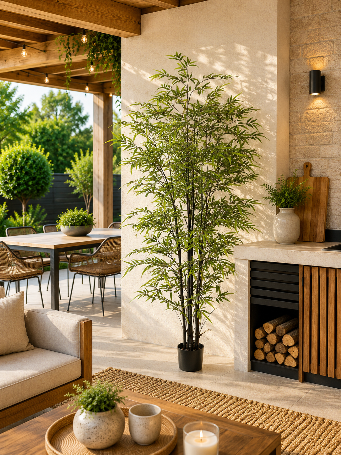 Bamboo Negro Artificial Premium de 210 cm