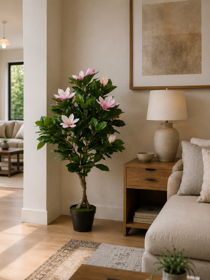 Árbol Artificial de Magnolio rosado de 125 cm