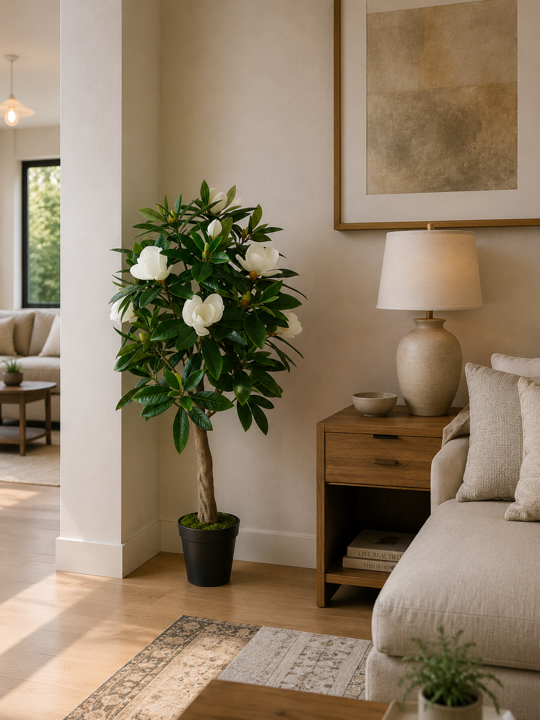 Árbol Artificial de Magnolio blanco de 130 cm