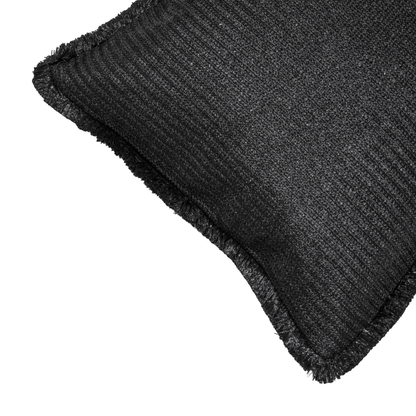 Cojín de rafia negro con flecos de  45 x 45 cm