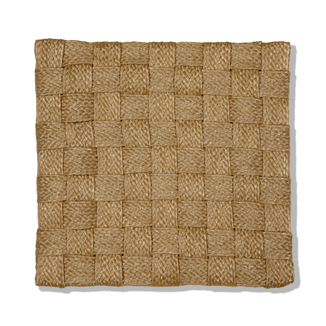 Funda de cojín premium de rafia y polipropileno beige con tejido de cuadros entrelazados de 45 x 45 cm