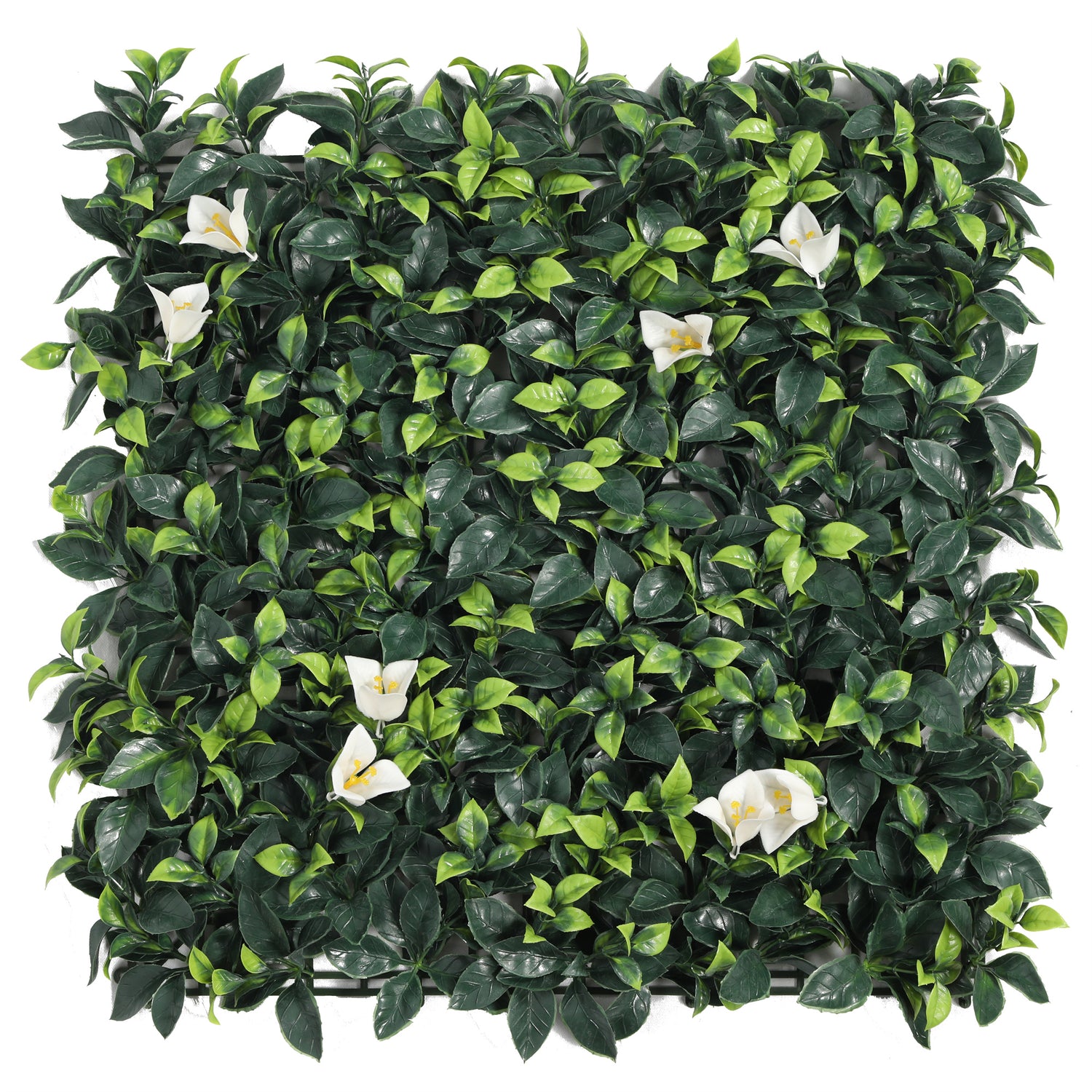 Pasto Mural Artificial Premium Verde Con Flores De Jazmín 50 X 50 cm Con Protección UV