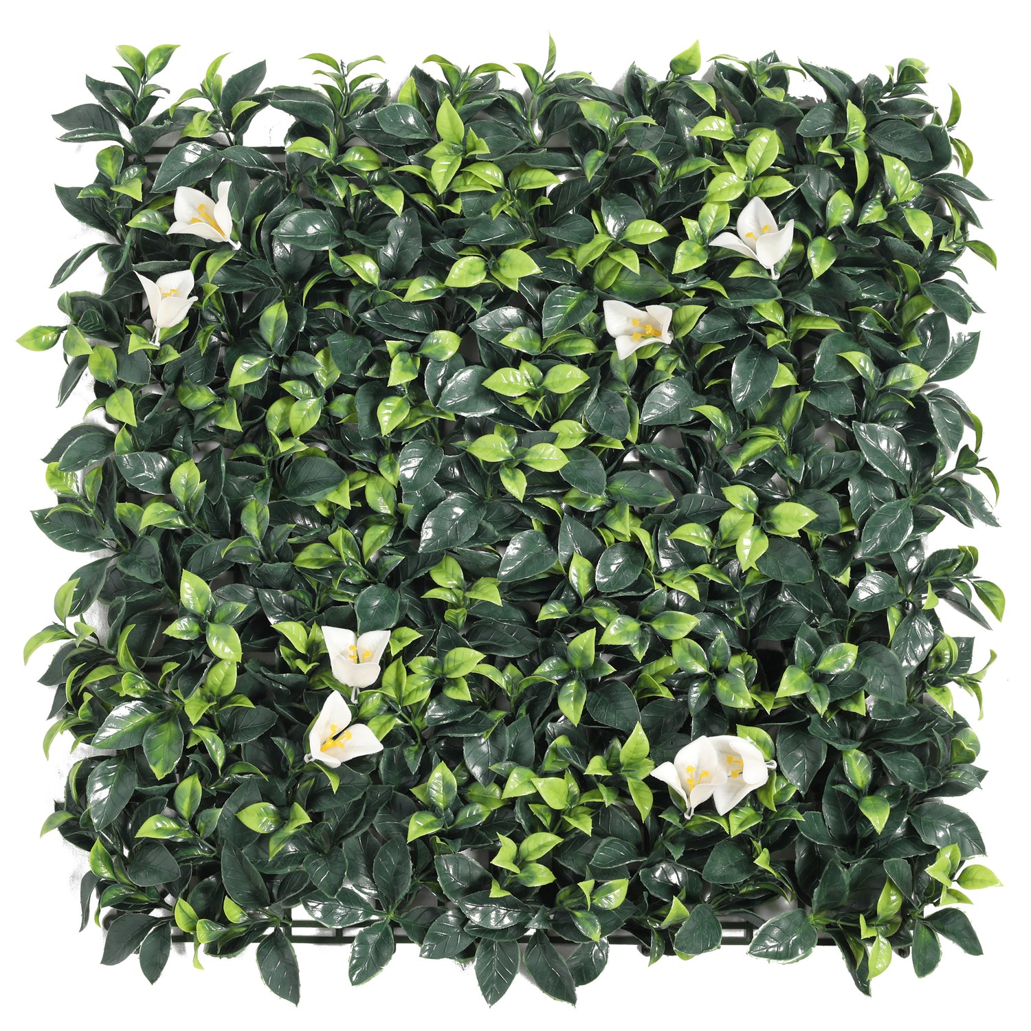 Pasto Mural Artificial Premium Verde Con Flores De Jazmín 50 X 50 cm Con Protección UV